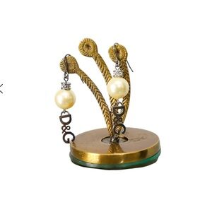 Dolce & Gabbana Gold Pearl Charm Earrings